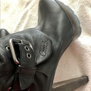 Coach black leather booties